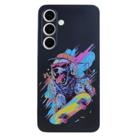 Neon Skater Dog Protective Phone Case compatible with Samsung Galaxy S24 Image