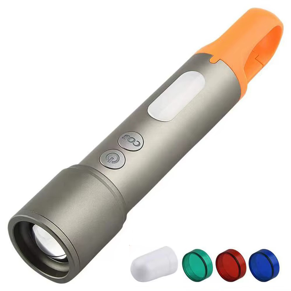 OUTGEAR LED Flashlight 20W Rechargeable - 5+4 Light Modes - Grey/Orange