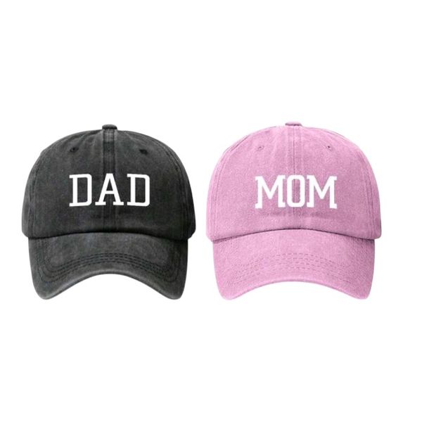 Matching Dad and Mom Embroidered Baseball Caps - Black, Pink or Red