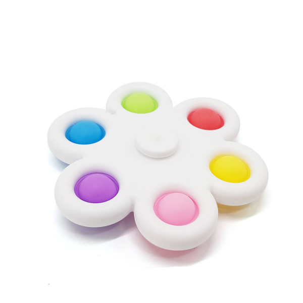 Pop it Fidget Spinner - Sensory Pop It Toy - Large 6 Pop -Black