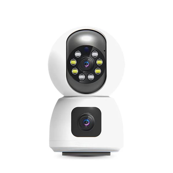 White Dual-Camera Surveillance Camera - Wireless Security Camera