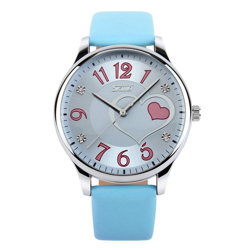 Skmei 9085 Ladies Stainless Steel Waterproof Quartz Leather Wrist Watch