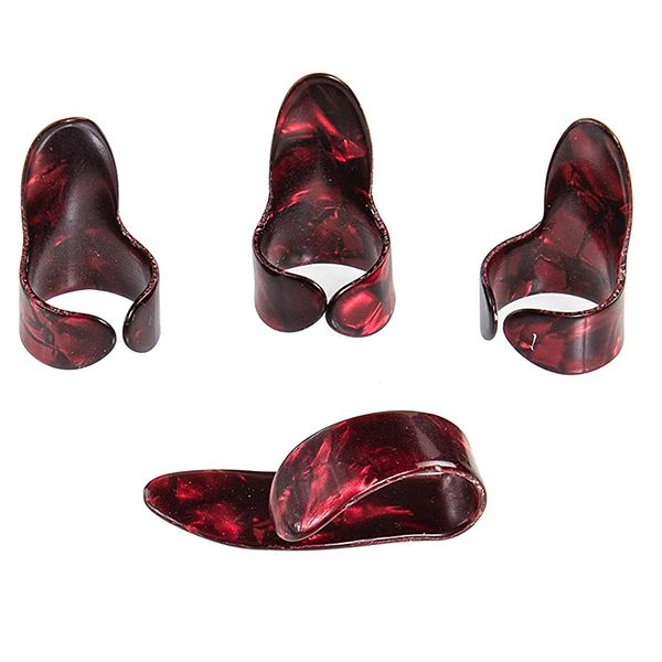 Guitar finger set pain-proof pluck thumb index finger(red)