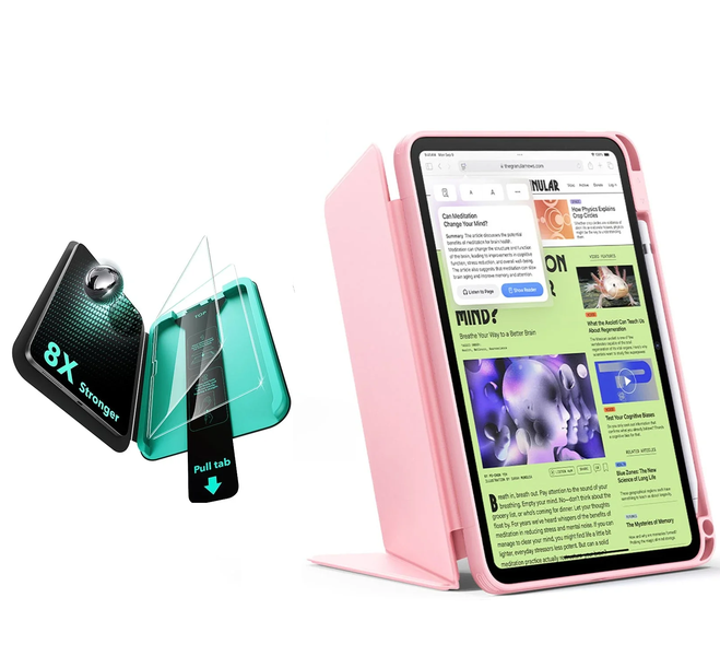 ESR Flip Case + 2-Pack ScreenGuard compatible with iPad 11(A16,2025) -Black