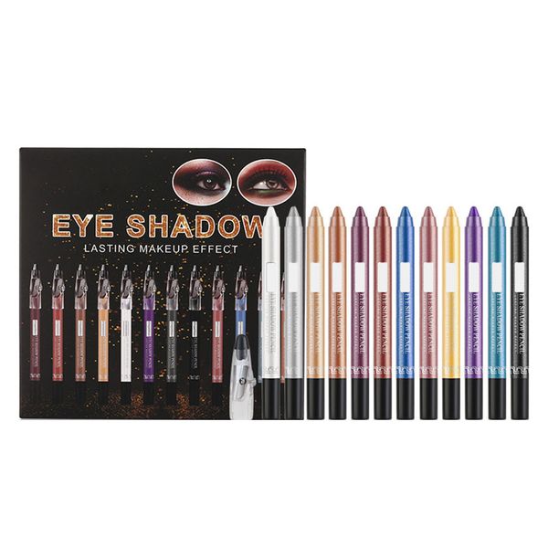 12 Color Eye Shadow Pen Glitter Eyeliner Pencil Long Lasting Waterproof