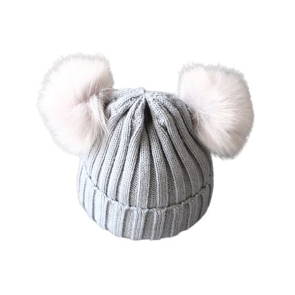 Double Pom Pom Toddler Kids Wool Beanie Hat