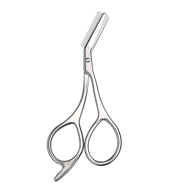 Precision Eyebrow Scissors with Comb - Stainless Steel, Hypoallergenic