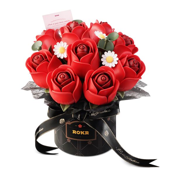 Robotime ROKR Wooden 3D DIY Puzzle - Red Rose Bouquet 315 Pieces