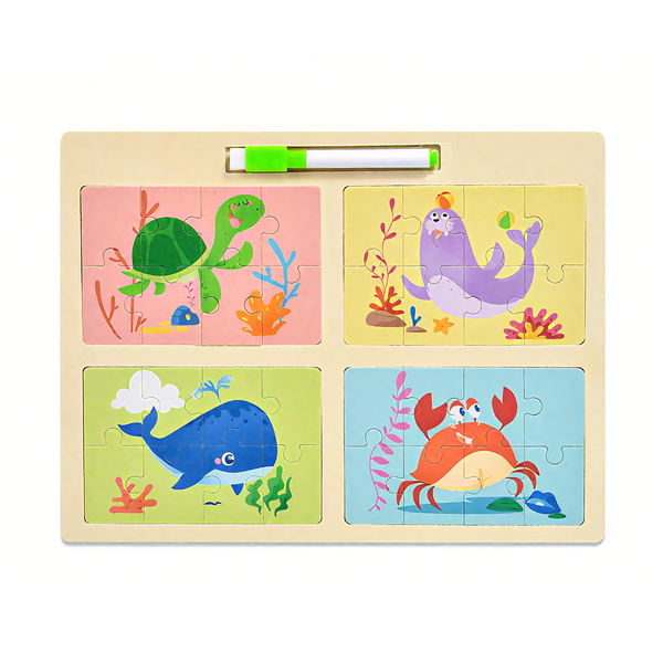 4 In 1 Puzzle Set for Kids Ages 2-6 Kindergarten Puzzles - Sea Creatures