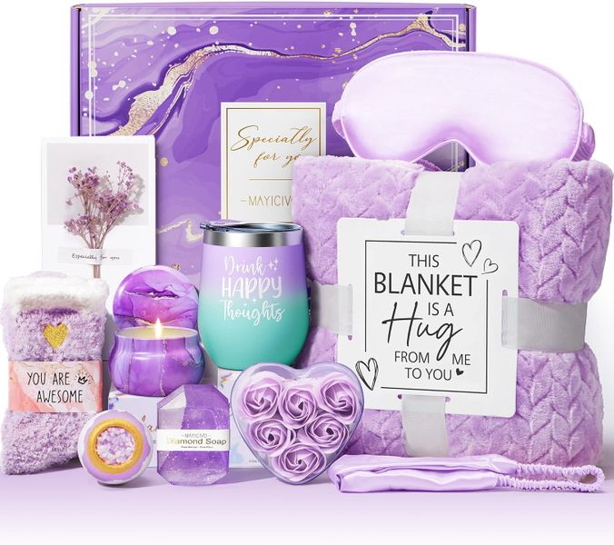 11 Pieces Relaxing Spa Gifts Set For Women With Luxury Flannel Blanket