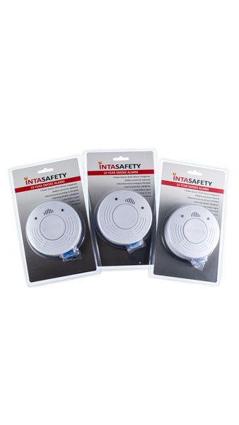 3 x Inta Safety Long-life Battery Operated Smoke Detector Combo