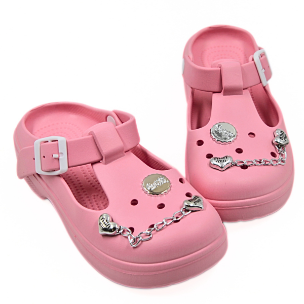 Ladies Buckle Slides With Jewel Jibbits