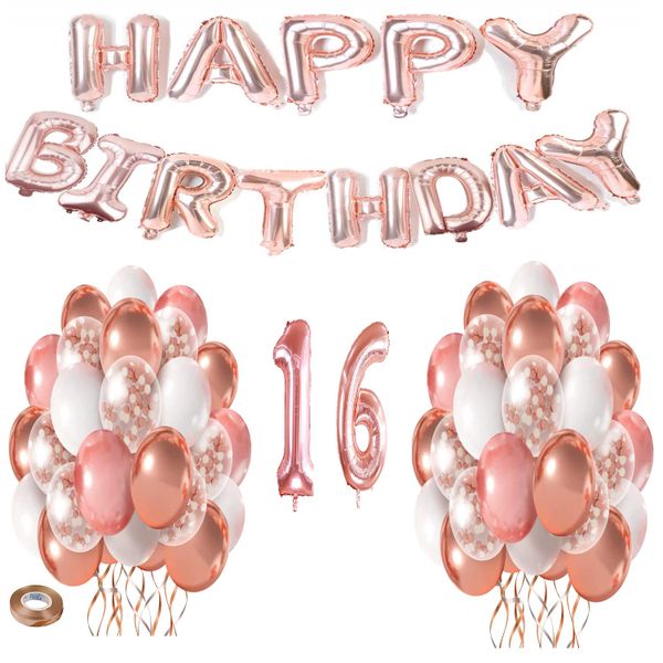Rose Pink Happy Birthday Balloon 16 Years