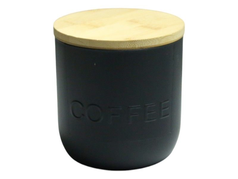 Black Coffee Canister with Bamboo Lid -1000ml