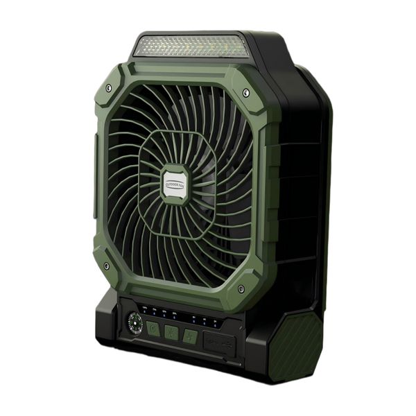 Portable Camping Fan with Solar &amp; USB, 7800mAh Battery, Strong Outdoor Wind