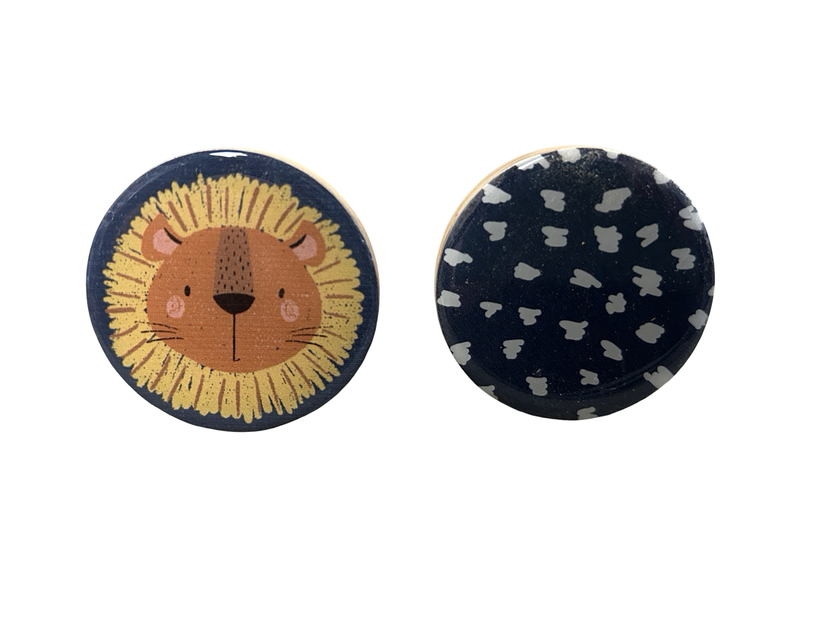 Combo 2 - Yellow Mane Lion & Spots Door Knobs