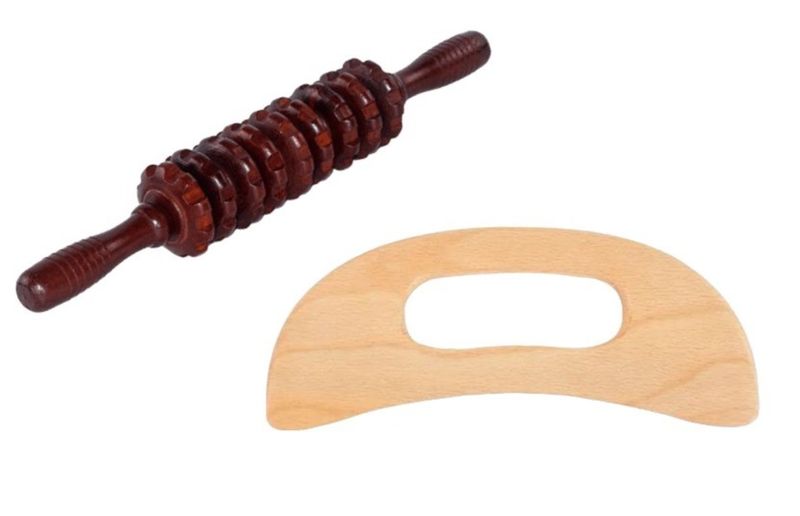 Anti-Cellulite Massage Roller &amp; Gua Sha Lymphatic Drainage Wood Tool
