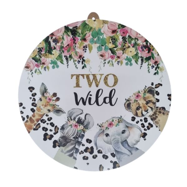 Wild Two Round Wooden Vinyl Signage 63cm