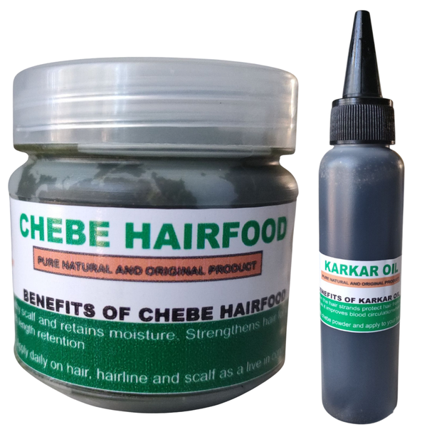 Chebe Hairfood &amp; Karkar Oil Combo - Natural Hair Growth, Scalp Moisturizer