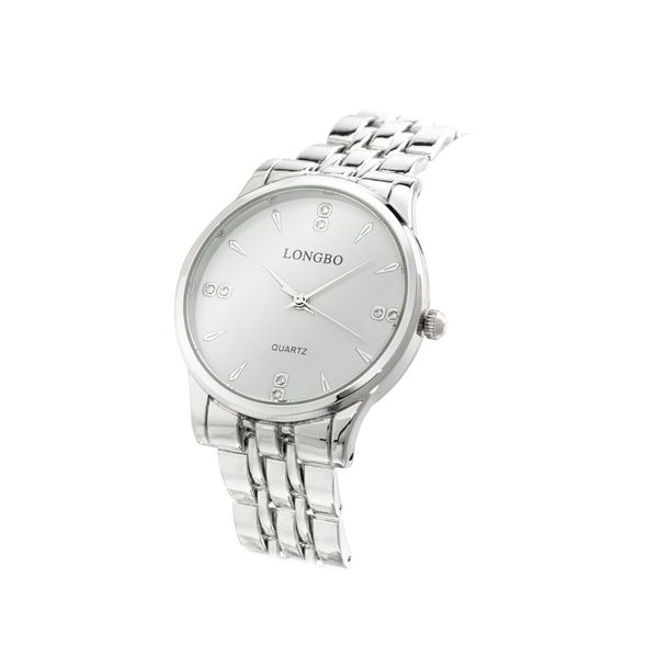 Longbo Ladies Silver Stainless Steel Luxury Analogue Watch White Face 35mm