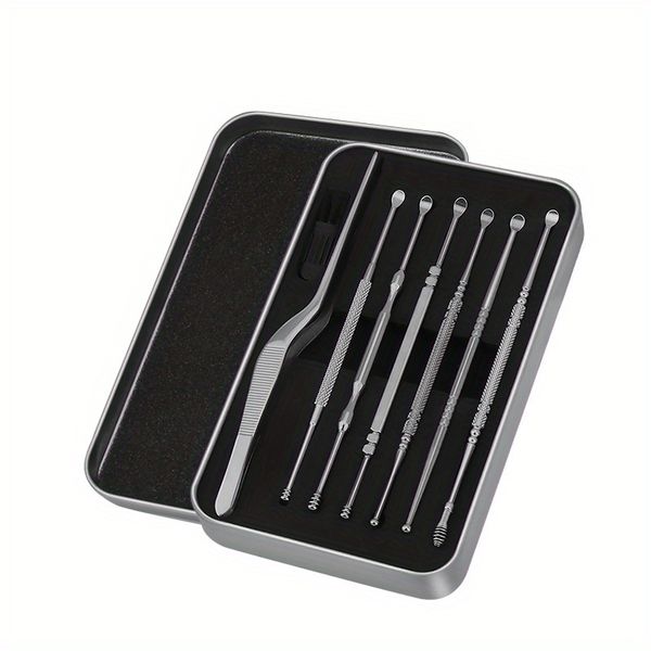 Stainless Steel Spiral Ear Cleaning Kit with Double-Headed Scoops