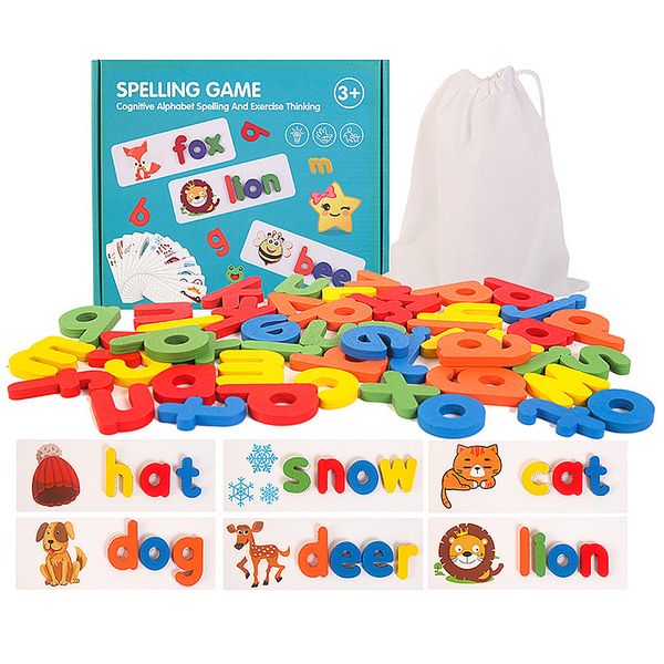 80 PCS DIY letter spelling word for Children's wooden puzzle toy