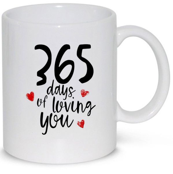 365 Days Of Loving You 1st Year Anniversary Boyfriend Girlfriend Gift Mug