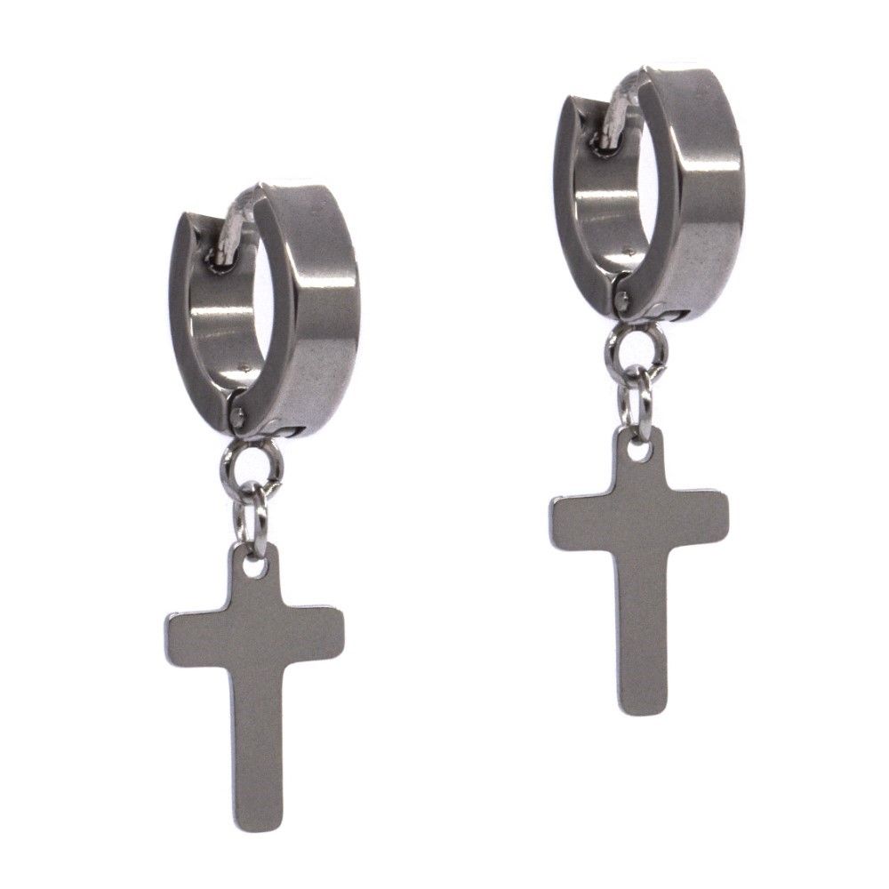 Xcalibur Cross Charm Huggie Earring - Stainless Steel-XE16 | Shop Today ...