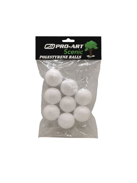 Pro-Art Polystyrene Balls - 8 Piece (45mm)