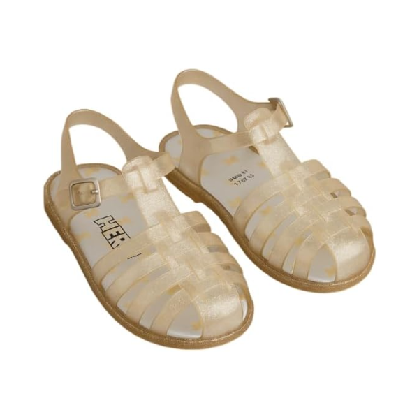 Girls Jelly Sandals Rose Gold Closed Toe with Buckle Kids Size