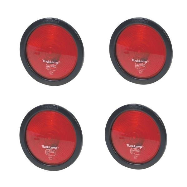 4 X Red Deluxe Semi-Sealed Stop-Tail Lamp With Rubber Gasket Kit