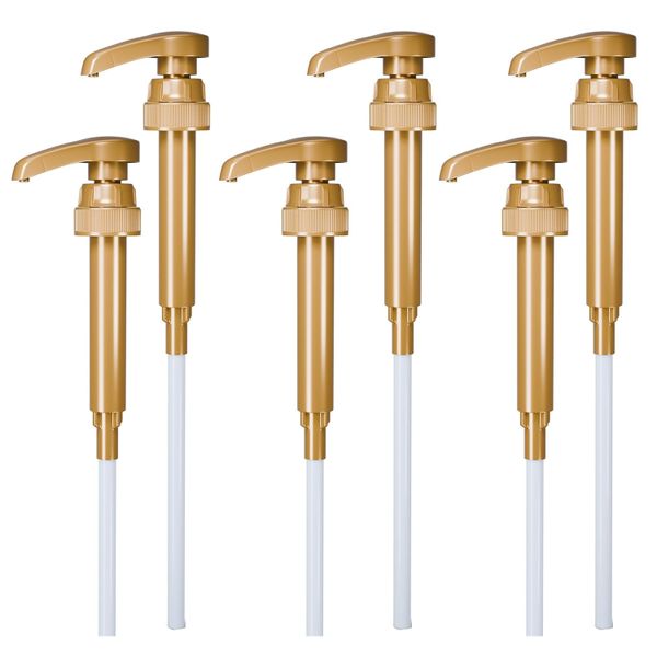 6-Pack Gold Squirt Coffee Syrup Pump Dispenser Kitchen Bar Bottles-750ml