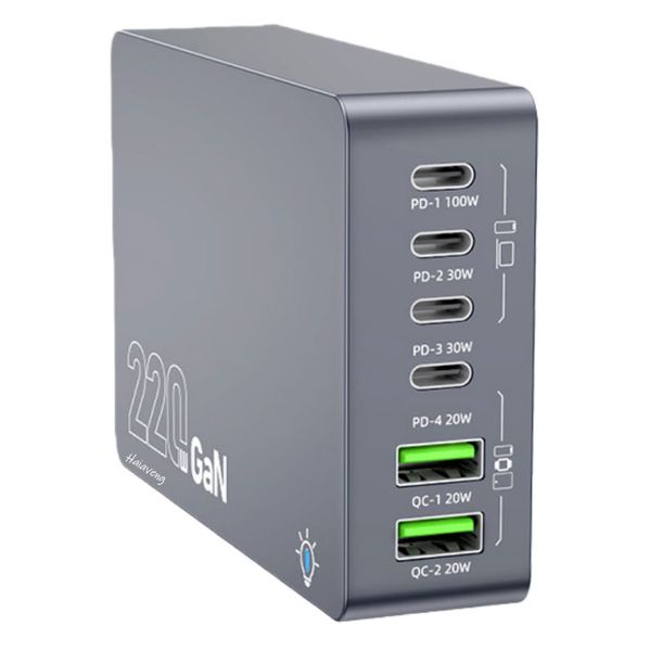 220W USB C Charger Block, 6-Port GaN USB C Charging Station