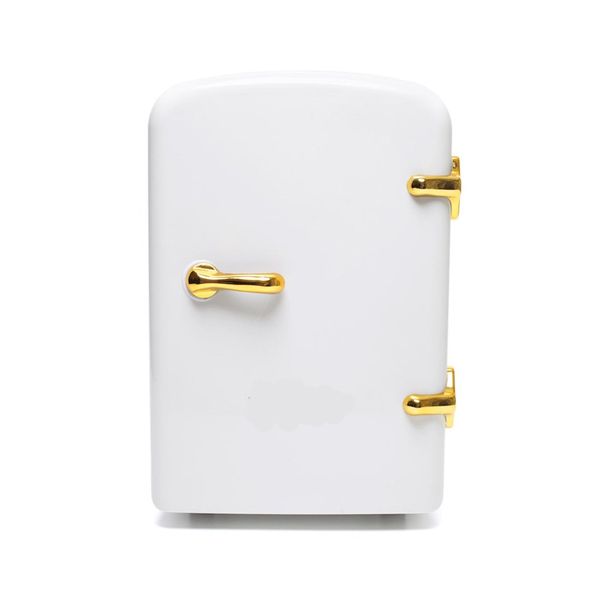 Portable Beauty Cosmetic Skincare Fridge 4L - White and Gold Handles