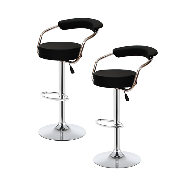 Set Of 2 Height Adjustable Kitchen Bar Stool with Backrest and Footrest
