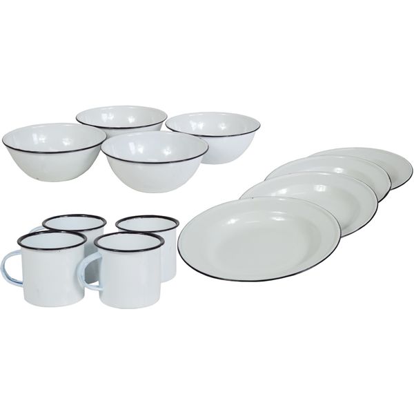 New World - 12 Pieces Dinning Set Camping Set Mug Plate Bowl