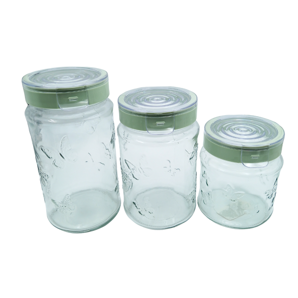 Embossed Canister 3 Piece Set