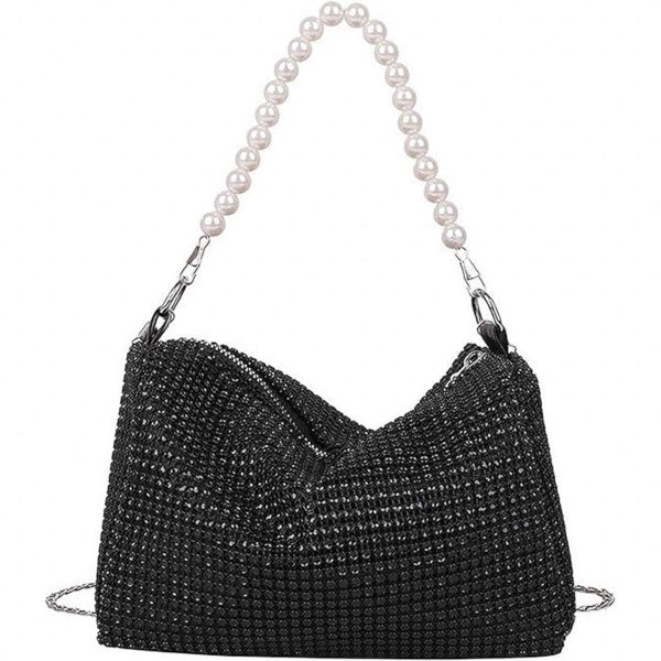 Women's Glitter Bag, Clutch Bag with Removable Chain, Chain Bag
