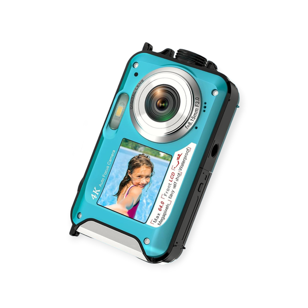 4K 64MP Dual-Screen Waterproof 16FT Underwater Digital Zoom Camera