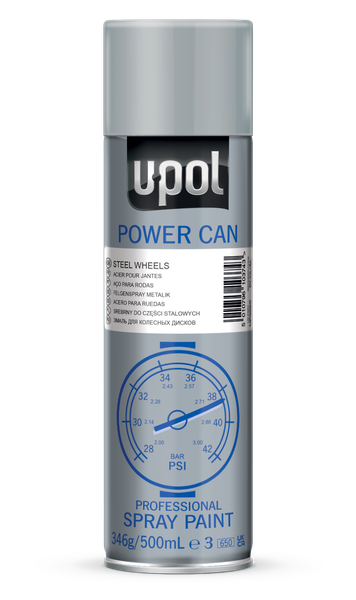 Power Can Professional Spray Paint Aerosol Steel Silver (500ml)
