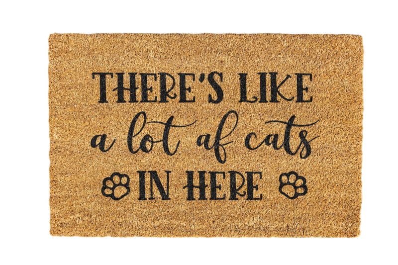 There is like a lot of cats in here Coir Doormat Design 700 x 400mm