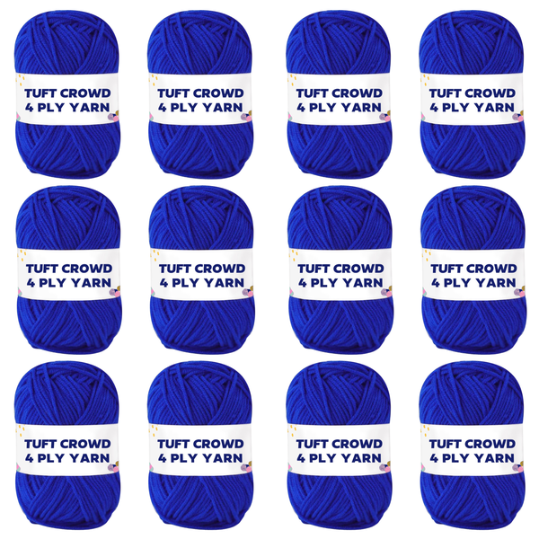 TUFT CROWD - Dark Blue Yarn, 4-ply Tufting Yarn ( 12 x 25g ) ,Single Colour