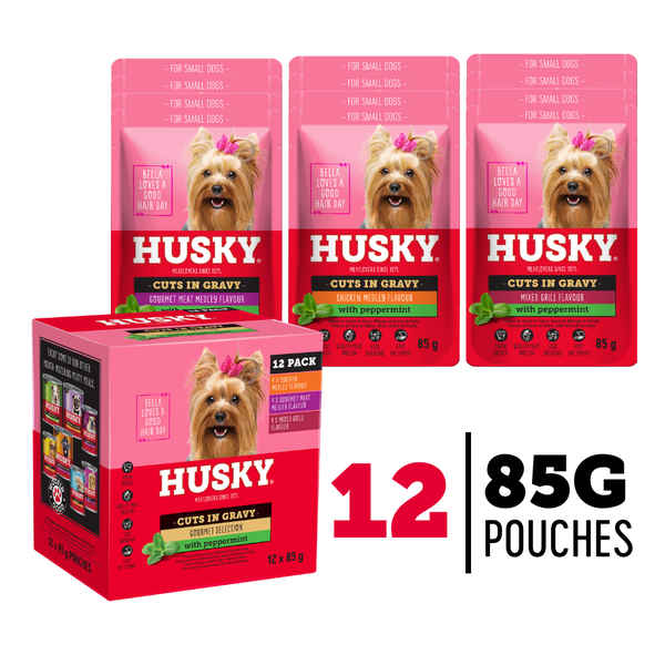Husky Cuts in Gravy Wet Dog Food (12 x 85g Multipack) - Adult Dog Food