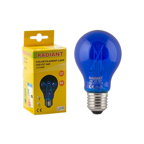Radiant - Filament A60 Colour E27 LED 4w Blue