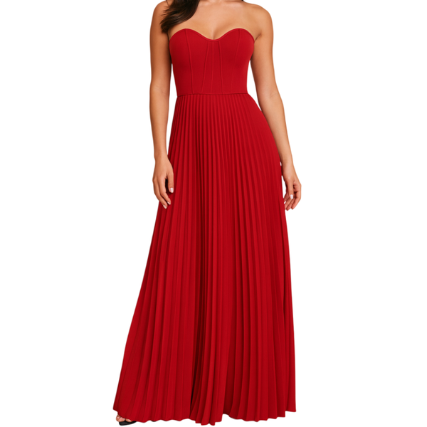 Missy Missi Ladies Maxi Dress Pleated with Clear Straps