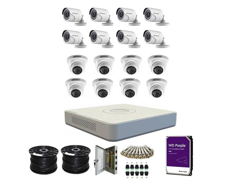 Hikvision 2MP 1080P 16 Channel Dome Bullet CCTV Kit with 2TB WD Purple HDD
