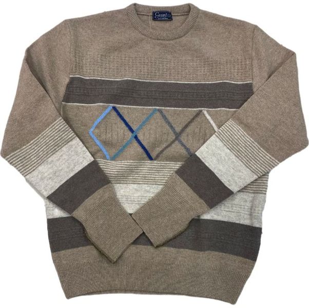 Grant - 52245 L/Wool Colour Diamond Mens Fudge Jersey