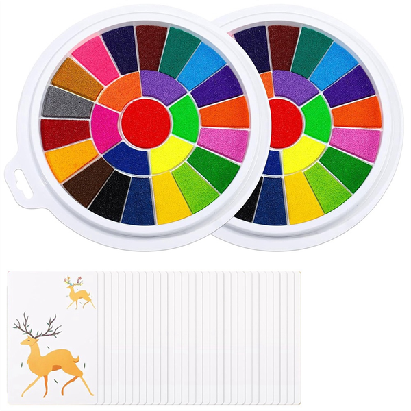 2 Pack 25 Colors Ink Pads - Washable Diy Fingerprint Stamp Pad