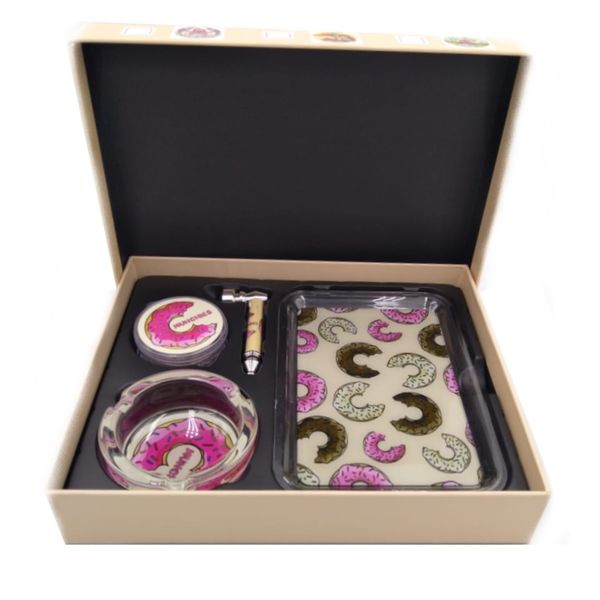 Munchies Gift Box - Rolling Tray Herb Grinder Ashtray and Smoking Pipe