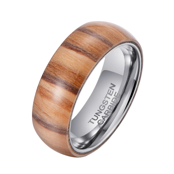 Men's Zebrawood Tungsten Ring - R-089